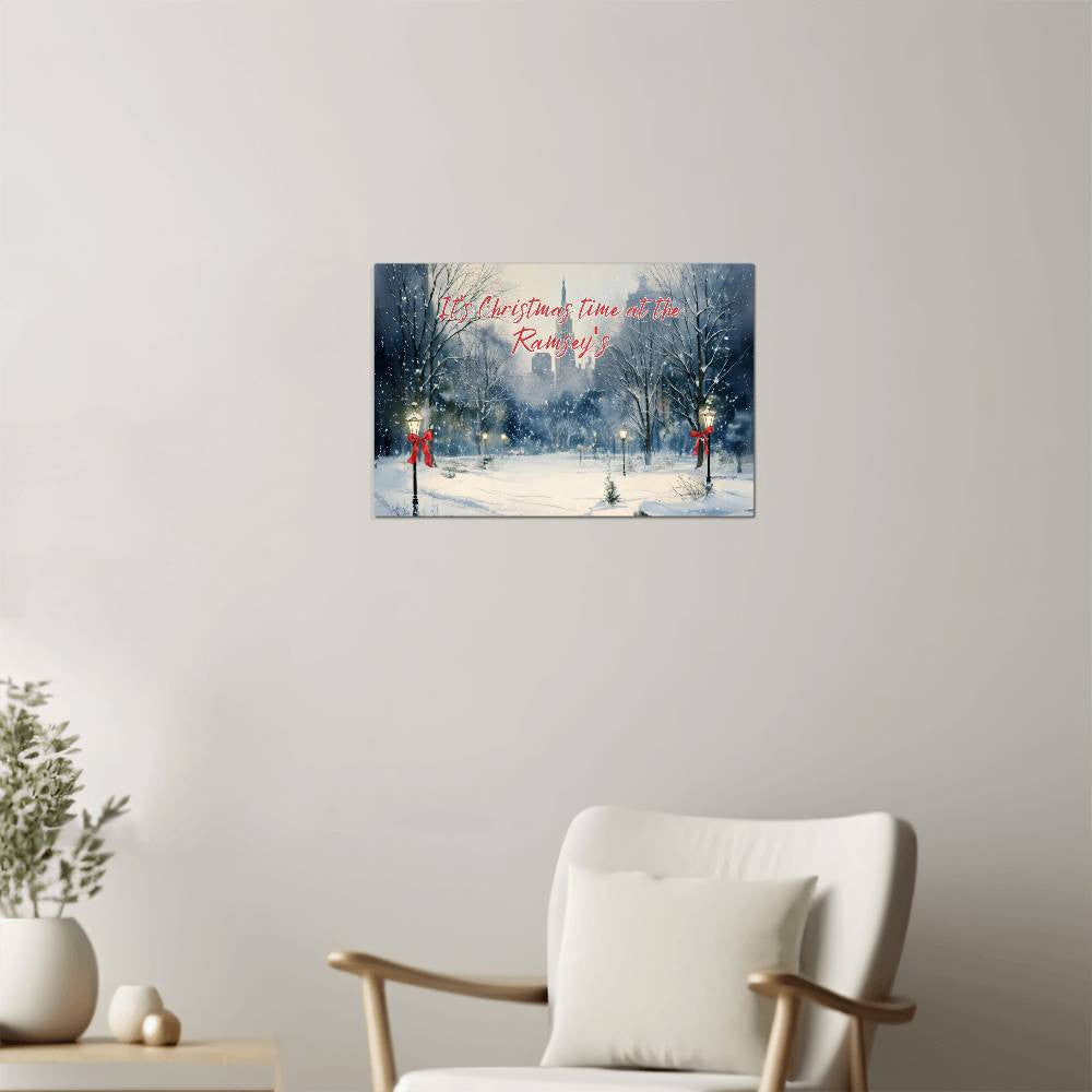 Personalized "Christmas in Central Park" High Gloss Metal Art Print – Custom Holiday Decor