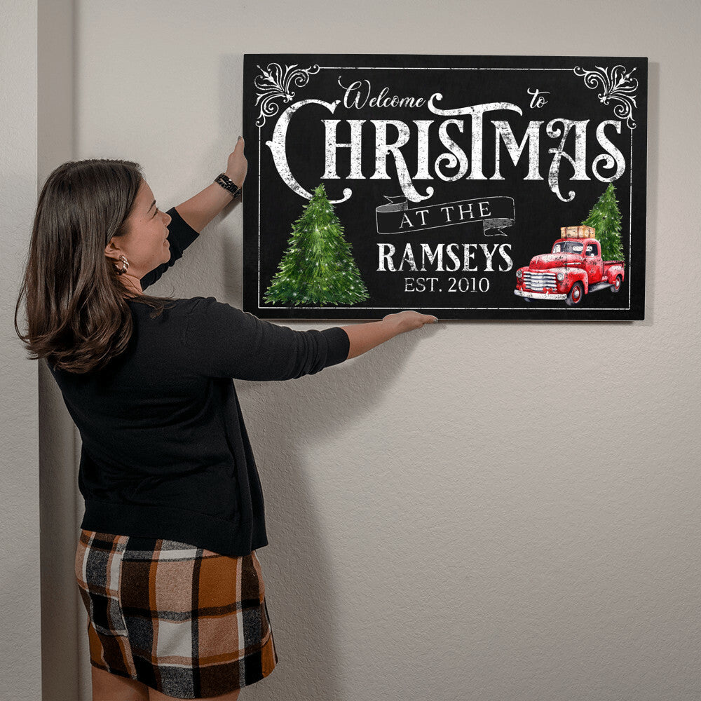 Personalized Farmhouse Christmas Metal Sign – Custom Holiday Decor