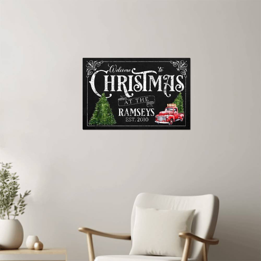 Personalized Farmhouse Christmas Metal Sign – Custom Holiday Decor