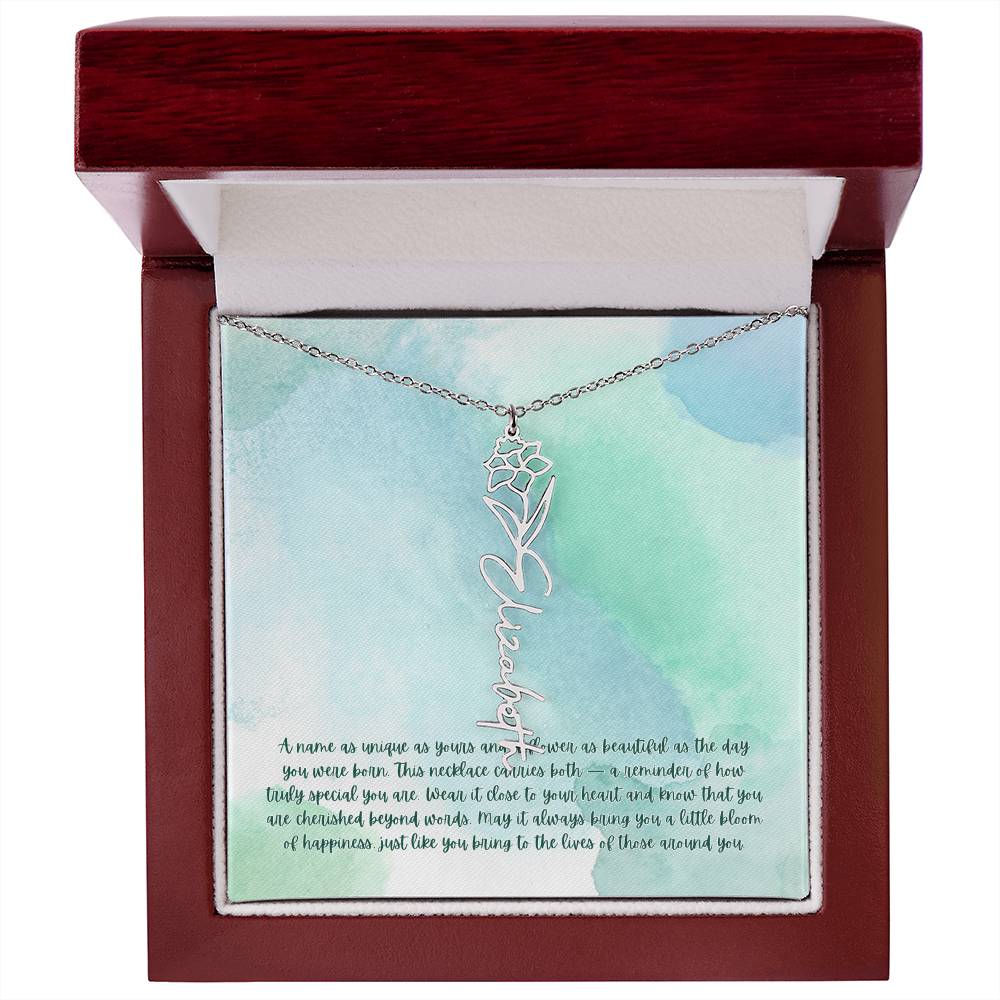 Personalized Birth Flower Name Necklace - A Unique, Sentimental Gift