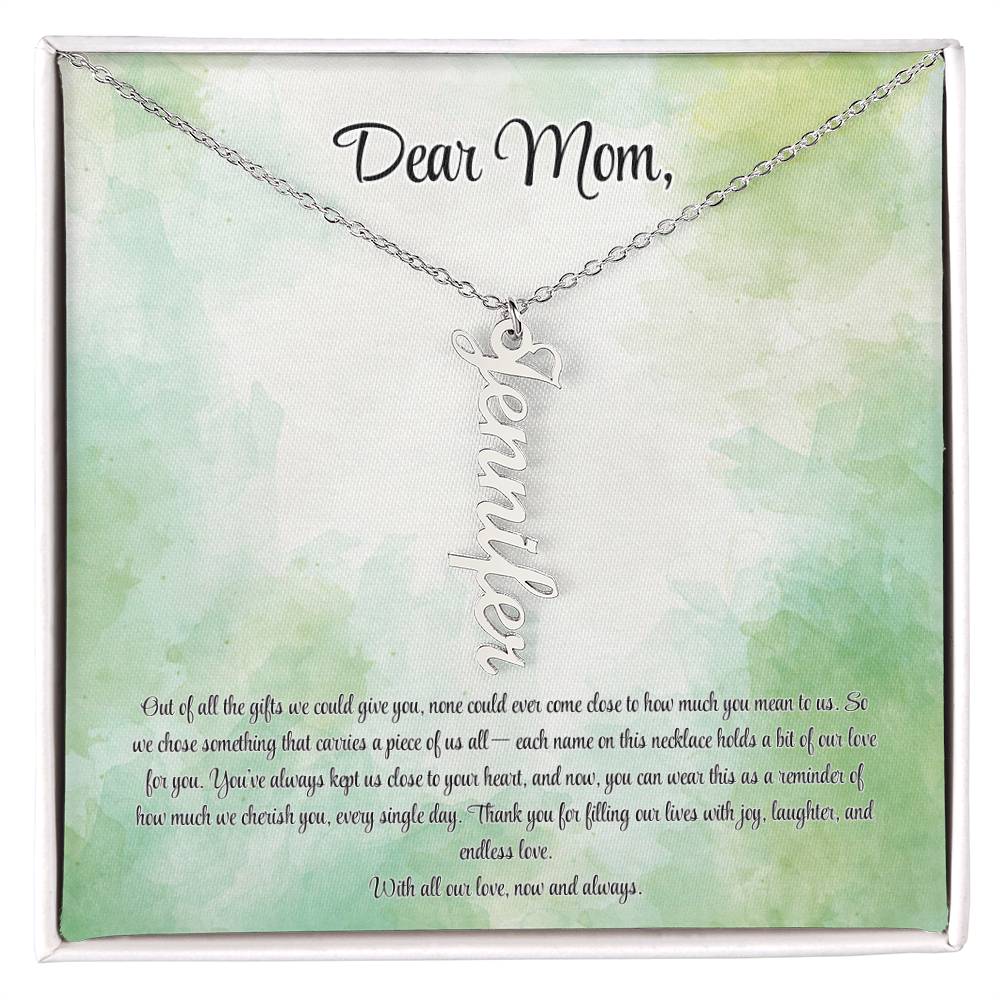 Personalized Vertical Name Necklace - Custom Jewelry Gift for Moms | Holiday, Birthday, Anniversary, Christmas