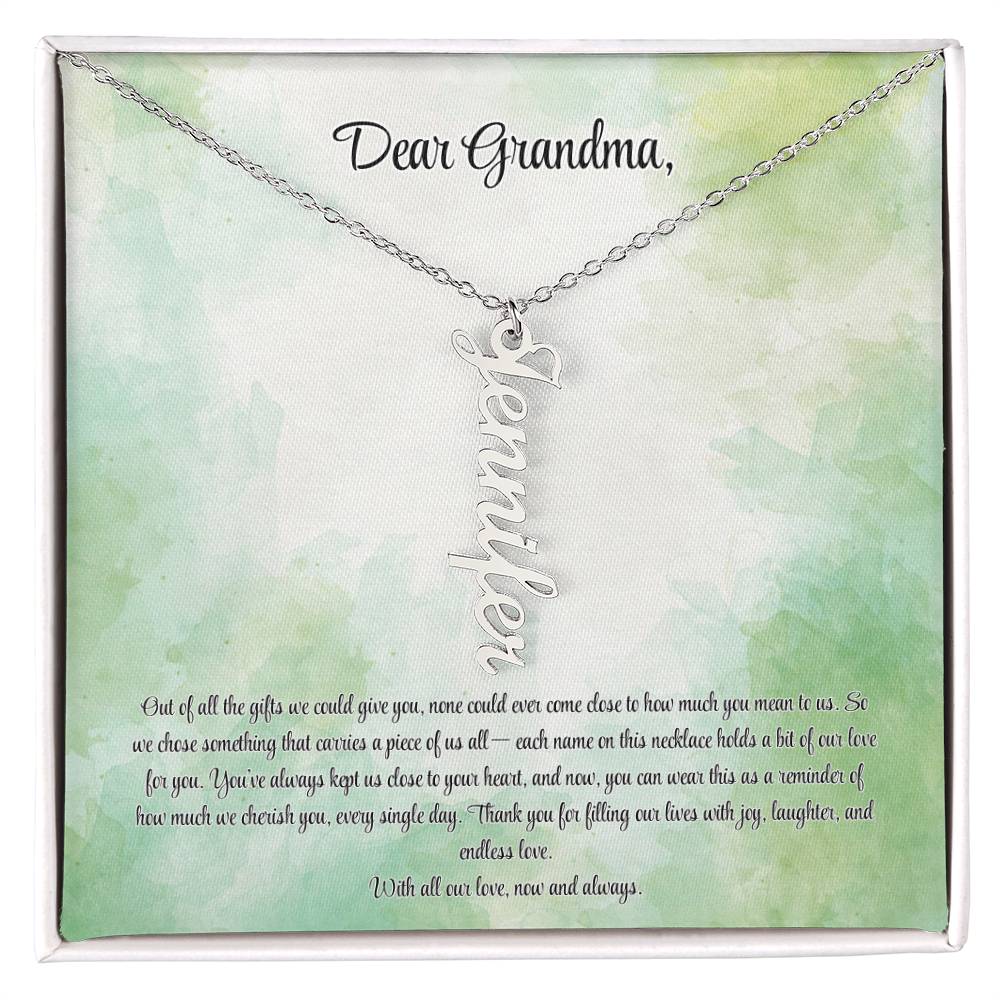Personalized Vertical Name Necklace for Grandma – A Cherished Gift for Christmas, Birthdays and More!