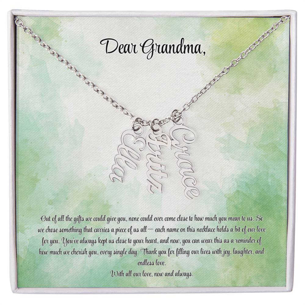 Personalized Vertical Name Necklace for Grandma – A Cherished Gift for Christmas, Birthdays and More!
