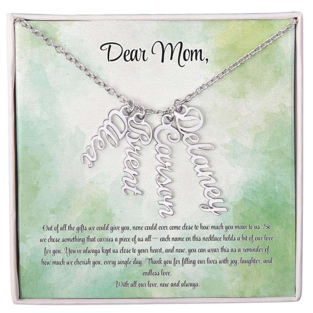 Personalized Vertical Name Necklace - Custom Jewelry Gift for Moms | Holiday, Birthday, Anniversary, Christmas