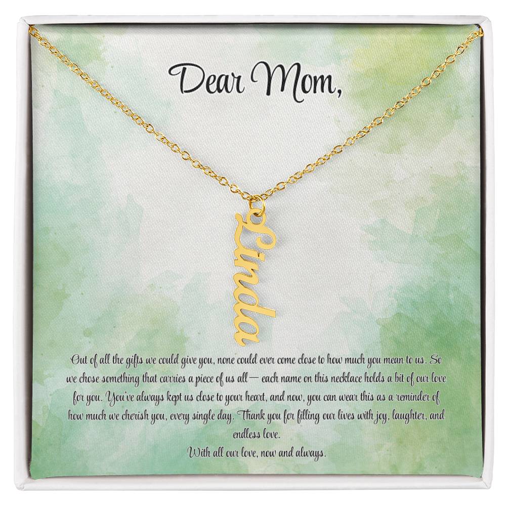 Personalized Vertical Name Necklace - Custom Jewelry Gift for Moms | Holiday, Birthday, Anniversary, Christmas