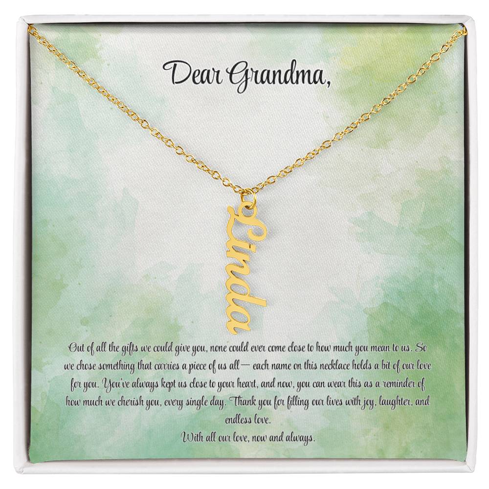 Personalized Vertical Name Necklace for Grandma – A Cherished Gift for Christmas, Birthdays and More!