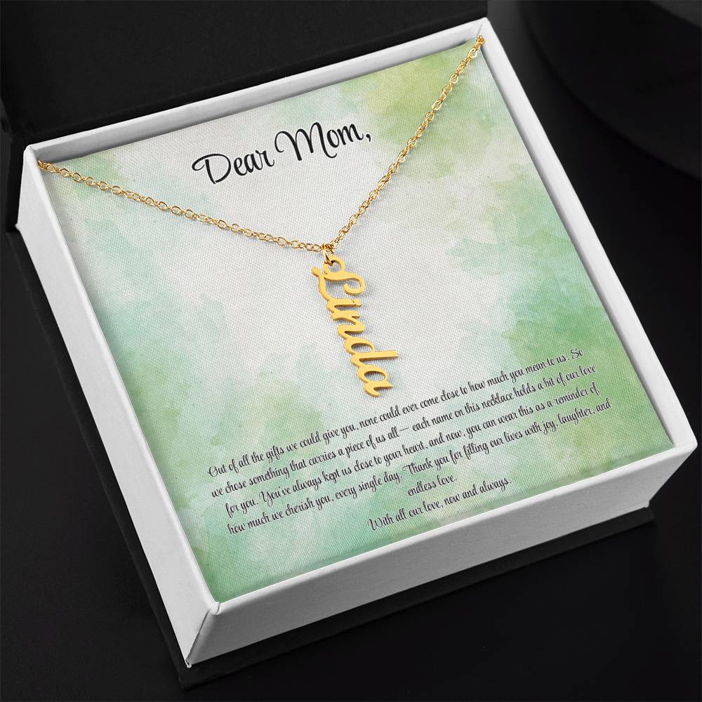 Personalized Vertical Name Necklace - Custom Jewelry Gift for Moms | Holiday, Birthday, Anniversary, Christmas