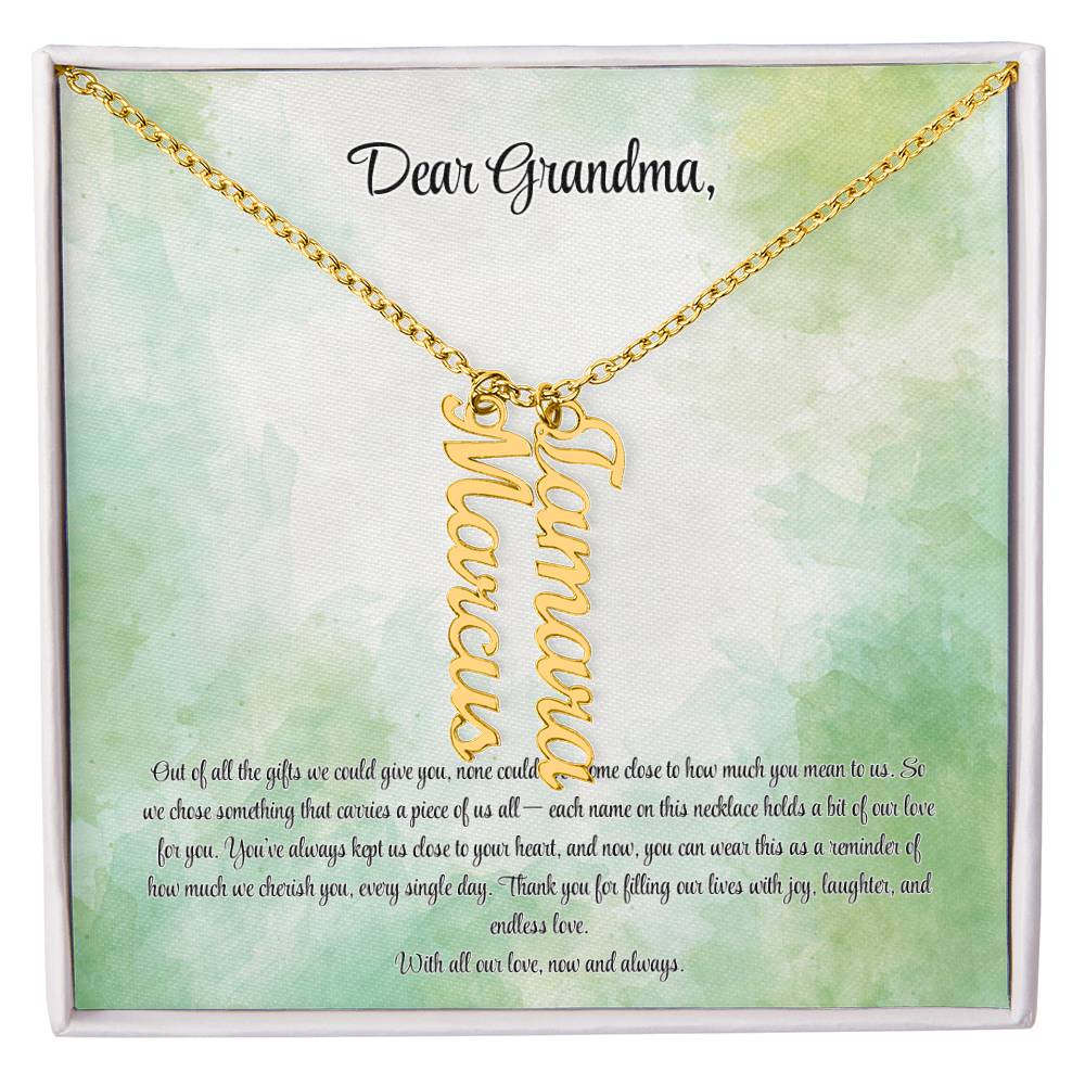 Personalized Vertical Name Necklace for Grandma – A Cherished Gift for Christmas, Birthdays and More!