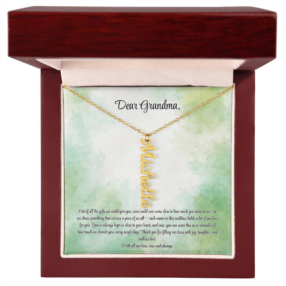 Personalized Vertical Name Necklace for Grandma – A Cherished Gift for Christmas, Birthdays and More!