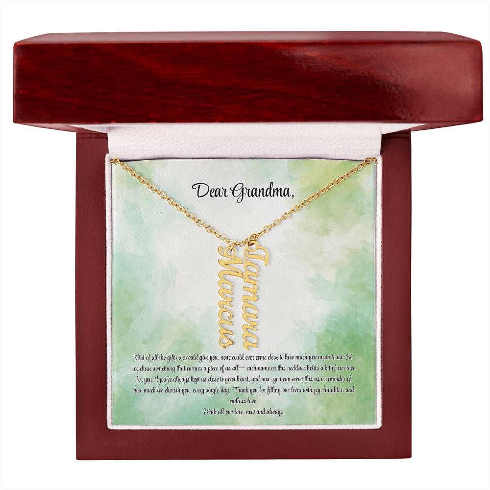 Personalized Vertical Name Necklace for Grandma – A Cherished Gift for Christmas, Birthdays and More!