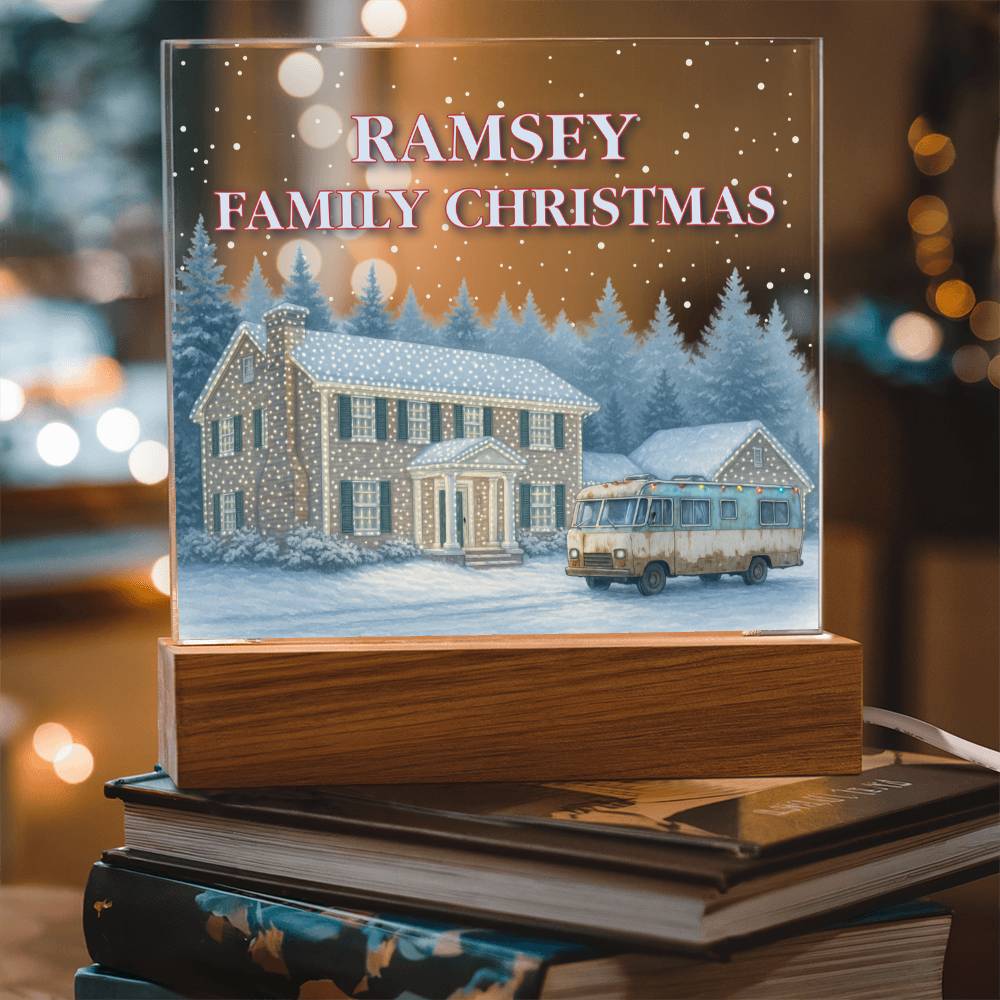 Personalized Family Christmas Vacation LED Light – Custom Holiday House Scene Acrylic Lamp Inspired by National Lampoon’s Christmas Vacation