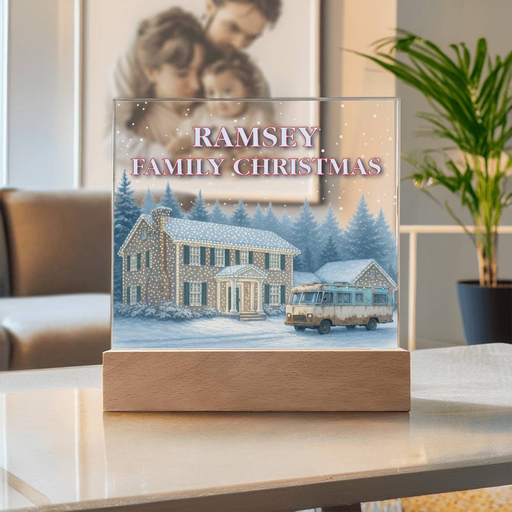 Personalized Family Christmas Vacation LED Light – Custom Holiday House Scene Acrylic Lamp Inspired by National Lampoon’s Christmas Vacation