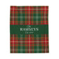 Personalized Red & Green Plaid Family Name Blanket – Custom Christmas Throw in Fleece or Sherpa (Ralph Lauren Inspired, 50x60 or 60x80)
