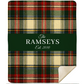 Personalized Cream & Red Tartan Christmas Blanket – Ralph Lauren Inspired Plaid Family Throw | Custom Sherpa or Fleece Blanket (50x60 or 60x80)