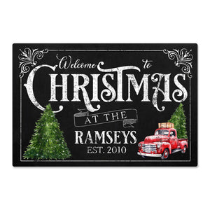 Personalized Farmhouse Christmas Metal Sign – Custom Holiday Decor