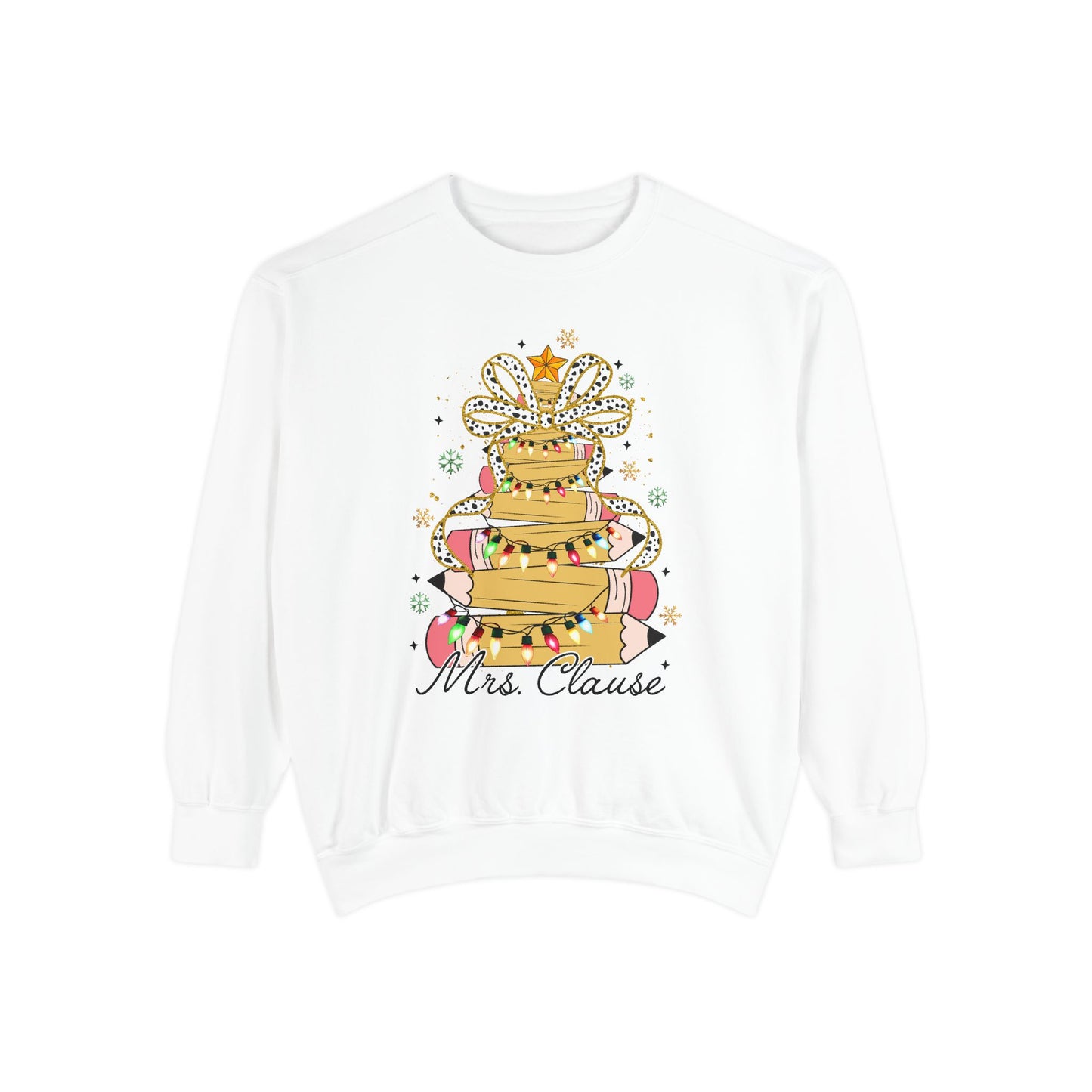 Personalized Christmas Pencil Tree Teacher Sweatshirt – Comfort Colors Pullover Crewneck