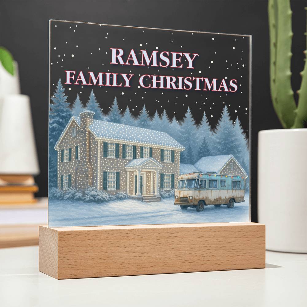 Personalized Family Christmas Vacation LED Light – Custom Holiday House Scene Acrylic Lamp Inspired by National Lampoon’s Christmas Vacation