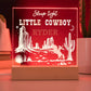 Sleep Tight Little Cowboy Personalized Acrylic Night Light – Custom Western Nursery Decor – Cowboy Bedroom Gift for Boys