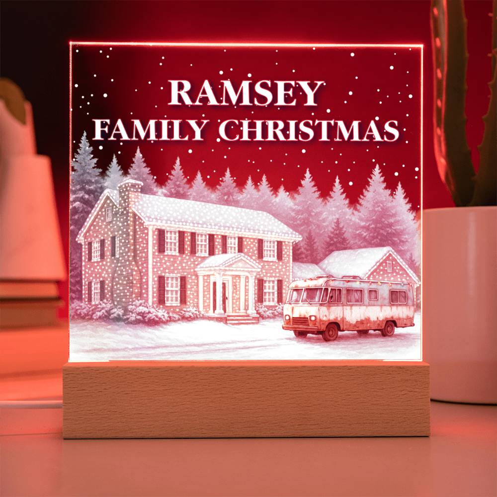 Personalized Family Christmas Vacation LED Light – Custom Holiday House Scene Acrylic Lamp Inspired by National Lampoon’s Christmas Vacation
