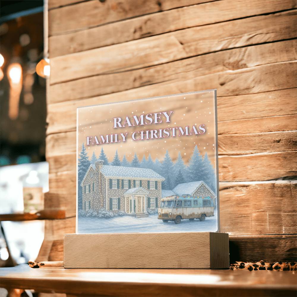 Personalized Family Christmas Vacation LED Light – Custom Holiday House Scene Acrylic Lamp Inspired by National Lampoon’s Christmas Vacation
