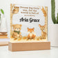 Personalized Woodland Animal LED Night Light – Custom Name Nursery Lamp with Bear, Fox & Deer – Dream Big Little One Baby Gift – Kids Room Decor