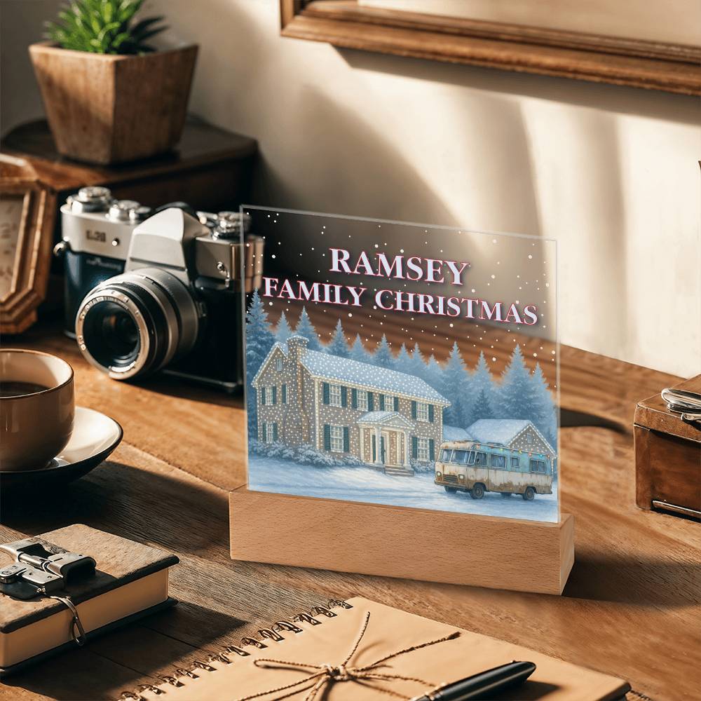 Personalized Family Christmas Vacation LED Light – Custom Holiday House Scene Acrylic Lamp Inspired by National Lampoon’s Christmas Vacation