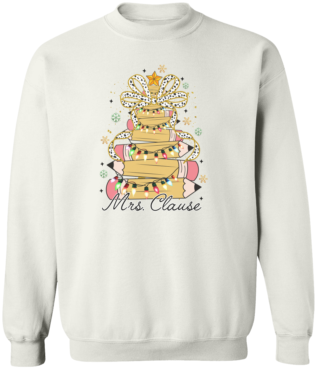 Personalized Christmas Pencil Tree Teacher Sweatshirt – Gildan Pullover Crewneck