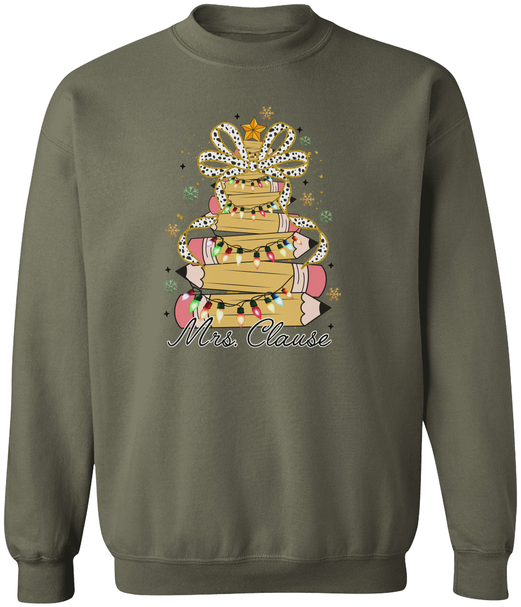 Personalized Christmas Pencil Tree Teacher Sweatshirt – Gildan Pullover Crewneck