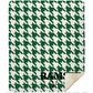 Personalized Houndstooth Blanket – Custom Family Name Throw in Tan, Green, Burgundy, or Orange | Plush Fleece or Sherpa Blanket (50x60 or 60x80)