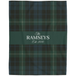 Personalized Green & Navy Tartan Christmas Blanket – Ralph Lauren Style Plaid Throw with Family Name | Custom Sherpa or Fleece Blanket (50x60 or 60x80)
