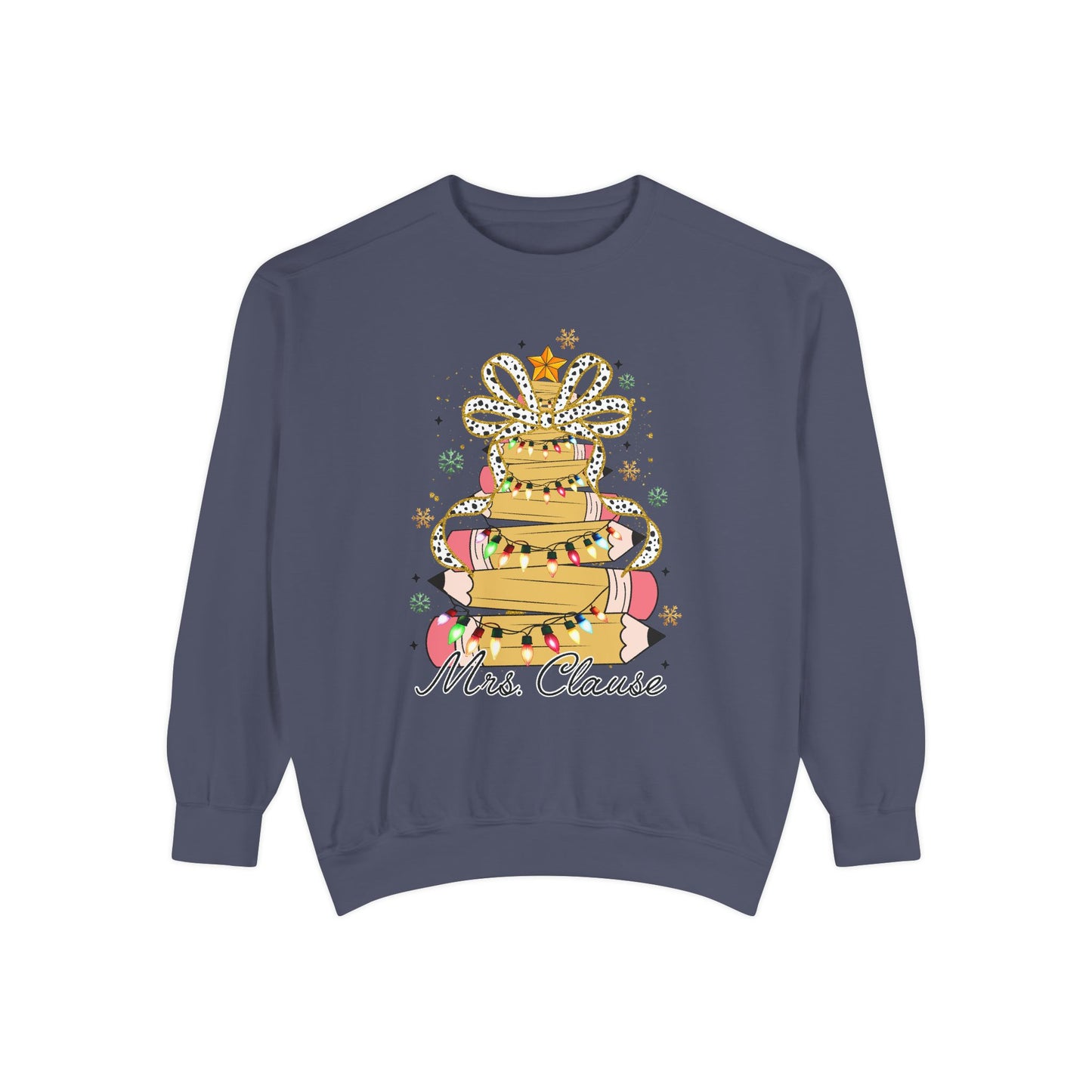 Personalized Christmas Pencil Tree Teacher Sweatshirt – Comfort Colors Pullover Crewneck