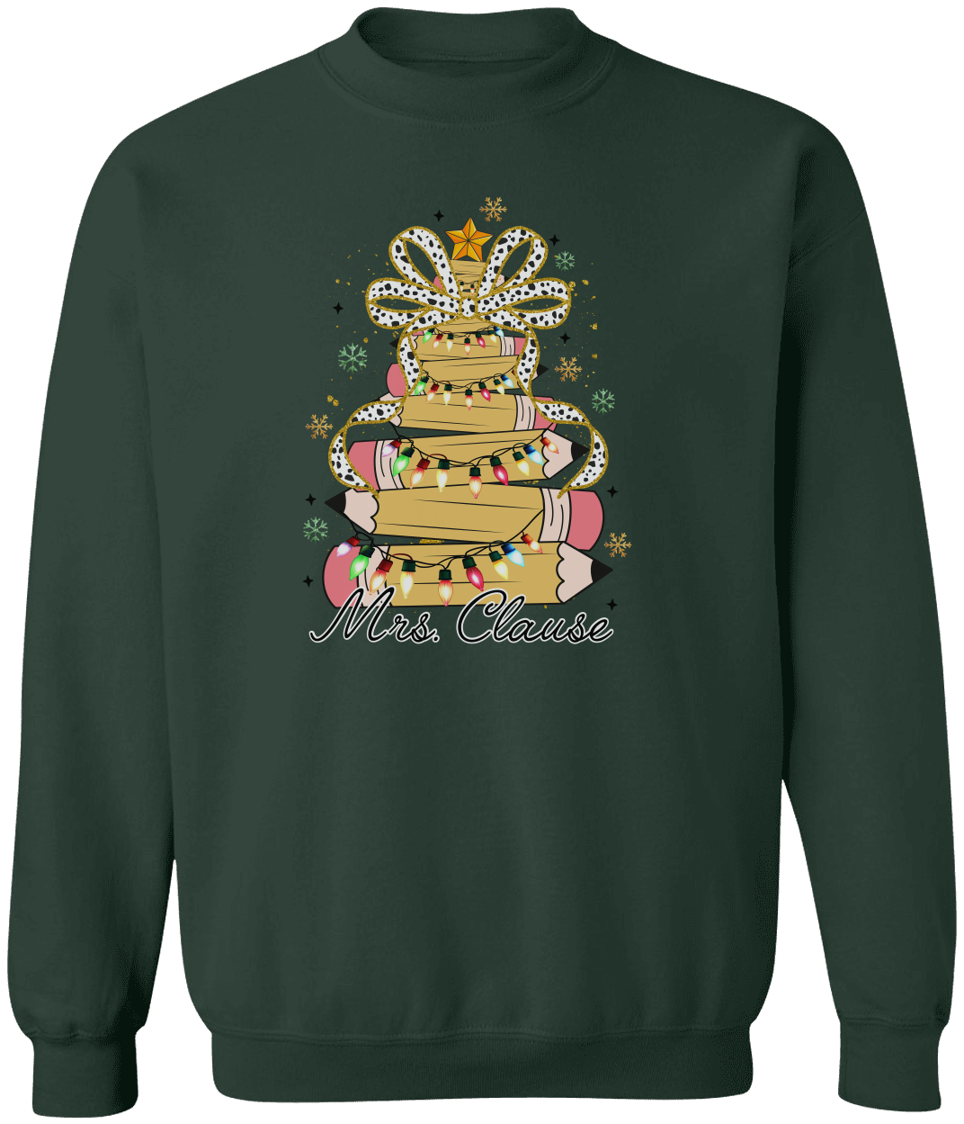 Personalized Christmas Pencil Tree Teacher Sweatshirt – Gildan Pullover Crewneck