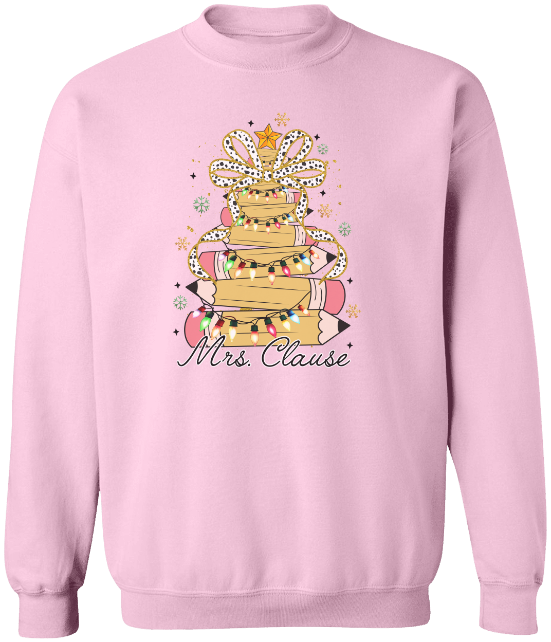 Personalized Christmas Pencil Tree Teacher Sweatshirt – Gildan Pullover Crewneck