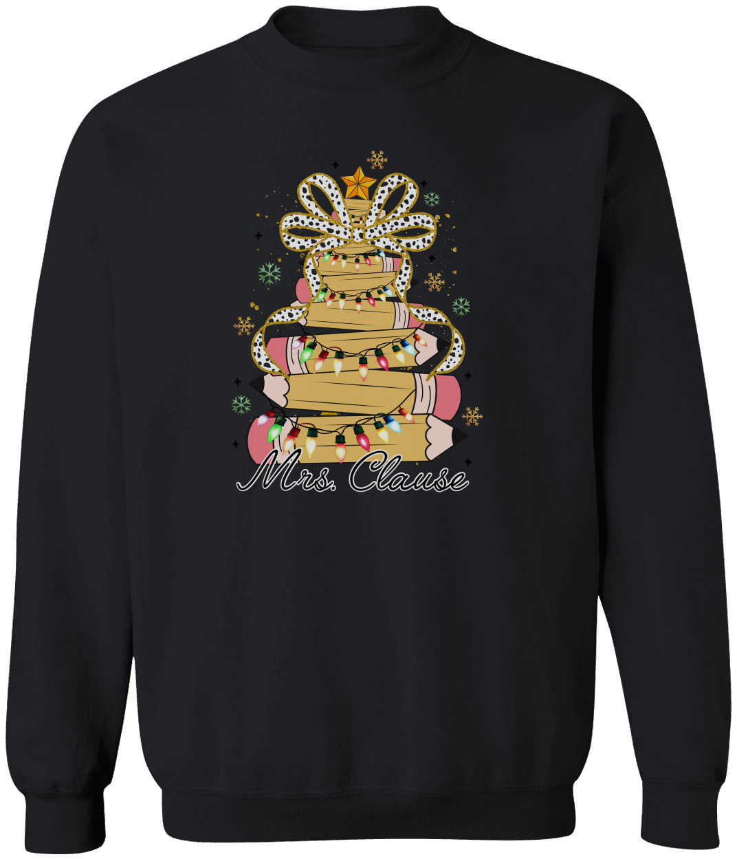 Personalized Christmas Pencil Tree Teacher Sweatshirt – Gildan Pullover Crewneck