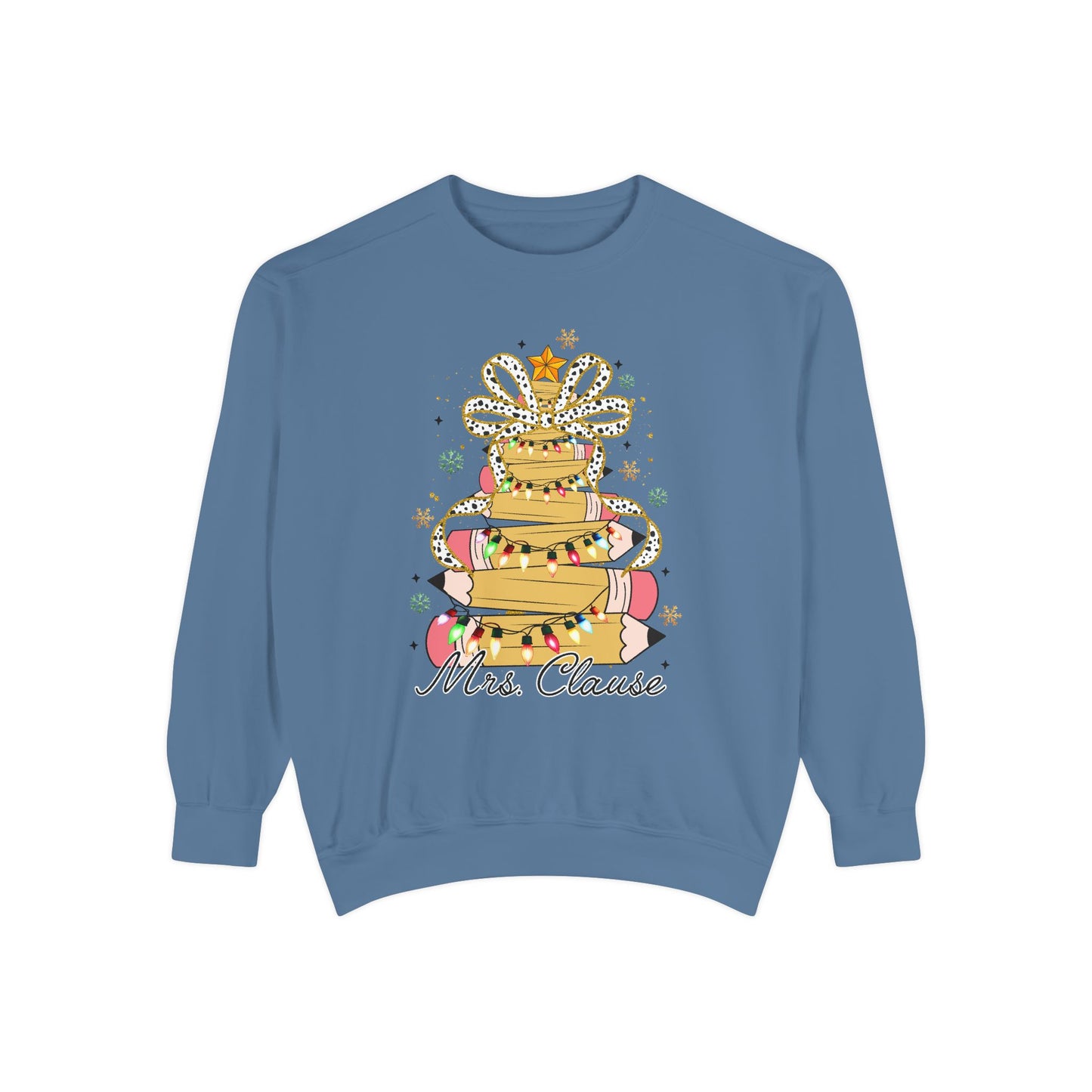 Personalized Christmas Pencil Tree Teacher Sweatshirt – Comfort Colors Pullover Crewneck