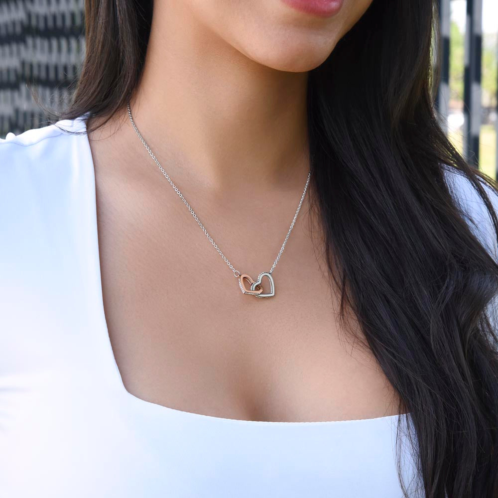 Granddaughter Interlocking Hearts Necklace with Message Card | Gift of Love from Grandma or Grandpa | Cubic Zirconia Pendant in Rose Gold or 18k Gold