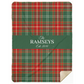 Personalized Red & Green Plaid Family Name Blanket – Custom Christmas Throw in Fleece or Sherpa (Ralph Lauren Inspired, 50x60 or 60x80)