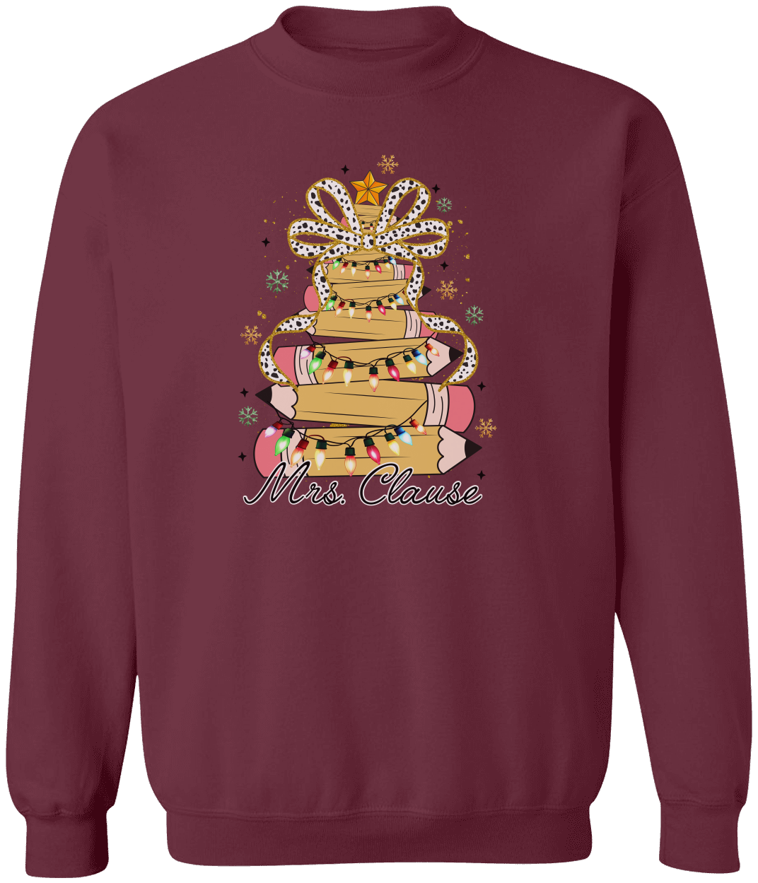 Personalized Christmas Pencil Tree Teacher Sweatshirt – Gildan Pullover Crewneck