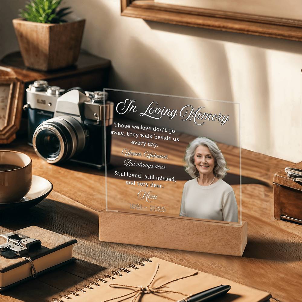 Personalized Memorial Acrylic Light – In Loving Memory Gift, Custom Photo Remembrance Lamp, Bereavement Sympathy Gift for Loss of Mom or Loved One