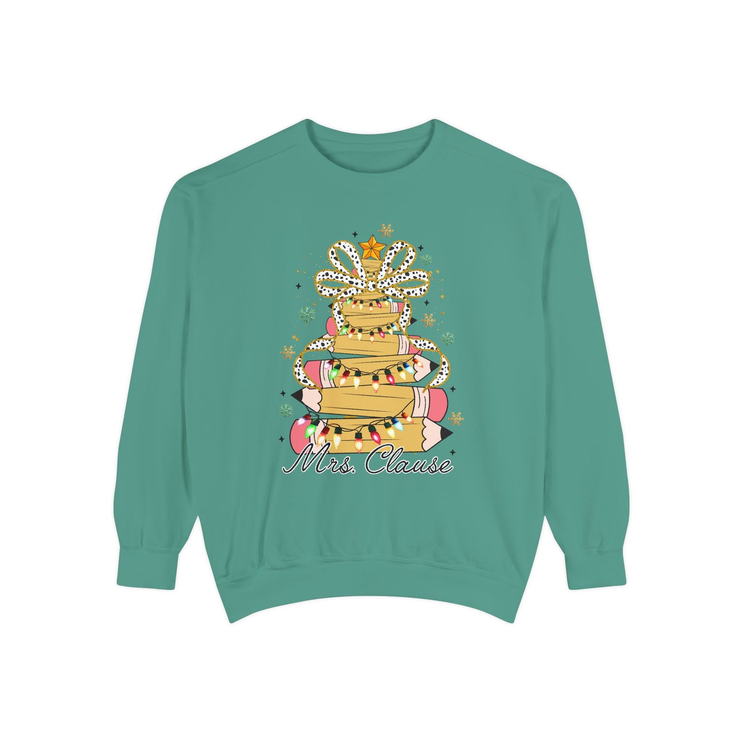 Personalized Christmas Pencil Tree Teacher Sweatshirt – Comfort Colors Pullover Crewneck