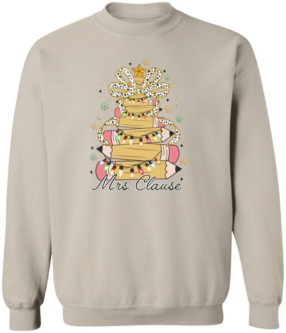 Personalized Christmas Pencil Tree Teacher Sweatshirt – Gildan Pullover Crewneck