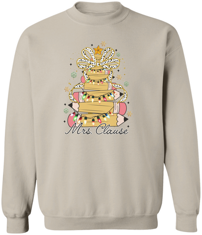 Personalized Christmas Pencil Tree Teacher Sweatshirt – Gildan Pullover Crewneck