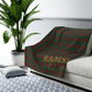 Personalized Houndstooth Blanket – Custom Family Name Throw in Tan, Green, Burgundy, or Orange | Plush Fleece or Sherpa Blanket (50x60 or 60x80)