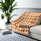 Personalized Houndstooth Blanket – Custom Family Name Throw in Tan, Green, Burgundy, or Orange | Plush Fleece or Sherpa Blanket (50x60 or 60x80)