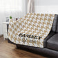 Personalized Houndstooth Blanket – Custom Family Name Throw in Tan, Green, Burgundy, or Orange | Plush Fleece or Sherpa Blanket (50x60 or 60x80)