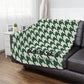 Personalized Houndstooth Blanket – Custom Family Name Throw in Tan, Green, Burgundy, or Orange | Plush Fleece or Sherpa Blanket (50x60 or 60x80)
