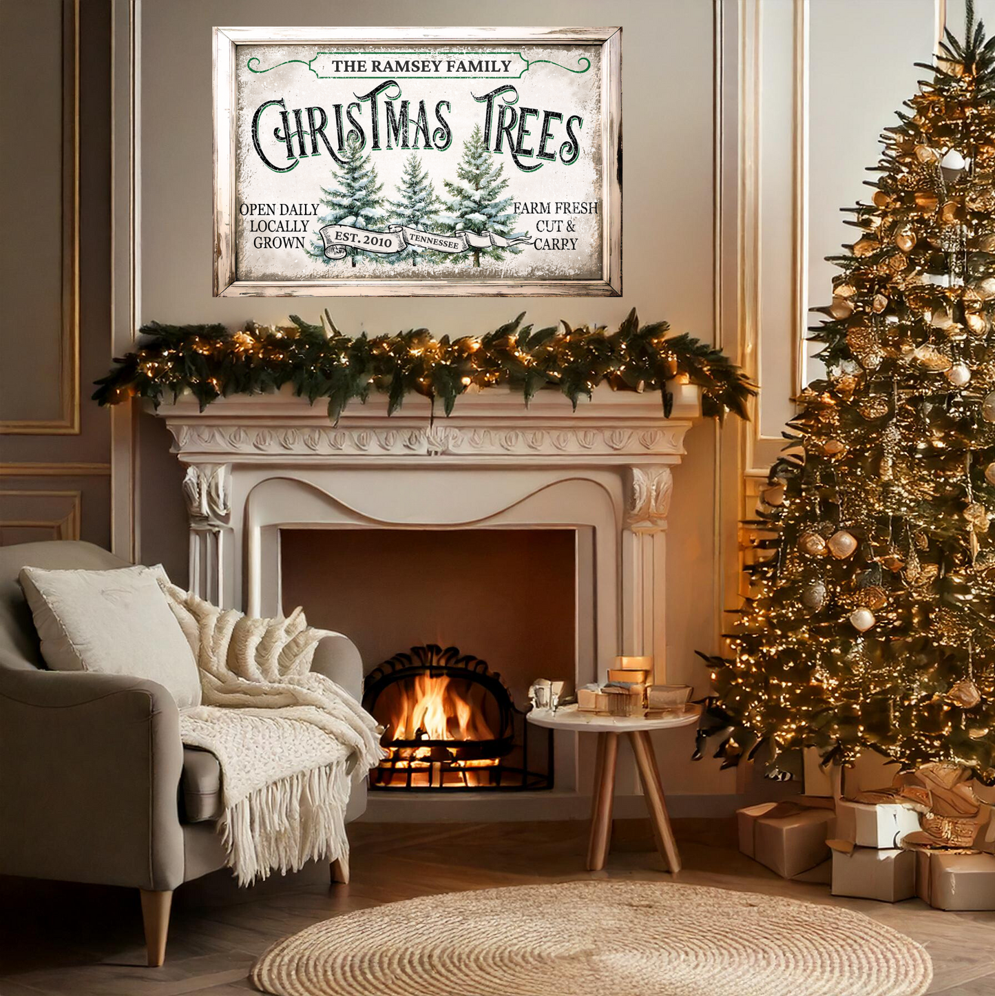 Personalized Rustic Christmas Tree Canvas – Custom Farm Fresh Holiday Decor