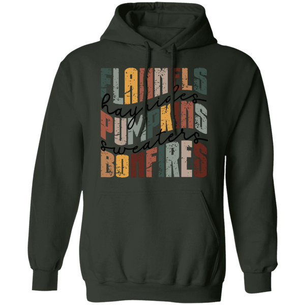 Flannels, Hayrides, and Bonfires Gildan Hoodie – Embrace the Autumn Spirit!