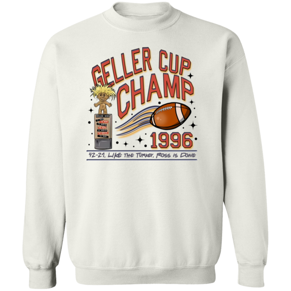 Friends Geller Cup Champion Gildan Pullover Sweatshirt – Cozy Throwback for Thanksgiving and Football Season!