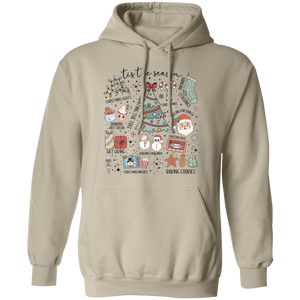 'Tis the Season Retro Christmas Hoodie – Gildan Pullover with Vintage Holiday Icons